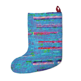Blue Computer Glitch Christmas Stocking