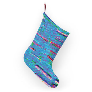Blue Computer Glitch Christmas Stocking