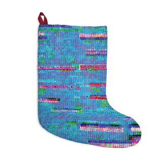 Blue Computer Glitch Christmas Stocking
