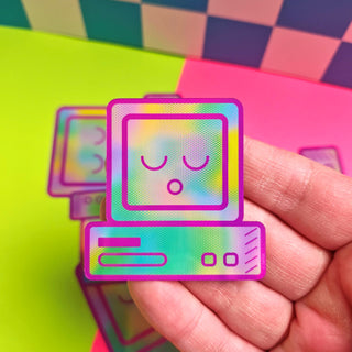 2 inch Pink Kawaii Sleepy Computer Sticker