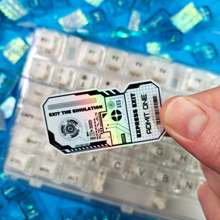 Holographic Cyberpunk Ticket Sticker
