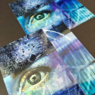 Blue Cyber Fusion Holographic Sticker
