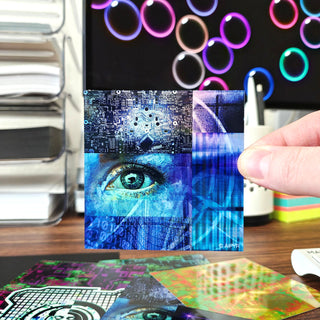 Blue Cyber Fusion Holographic Sticker