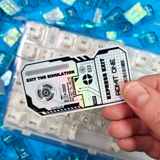 Holographic Cyberpunk Ticket Sticker
