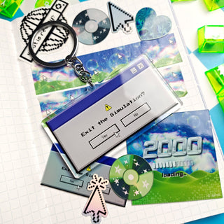 90s Exit The Simulation Error Keychain