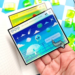 Blue Vaporwave Alien Dreams Sticker