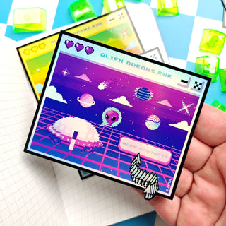 Purple Vaporwave Alien Dreams Sticker