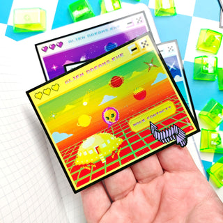 Yellow Vaporwave Alien Dreams Sticker