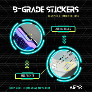 Examples of imperfection for the B-Grade Sticker Pack by AIPYR.