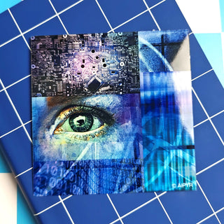 Blue Cyber Fusion Holographic Sticker