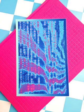 Blue Cyberpunk Glitch Art Print
