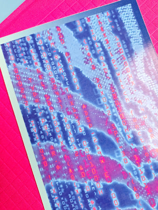 Blue Cyberpunk Glitch Art Print