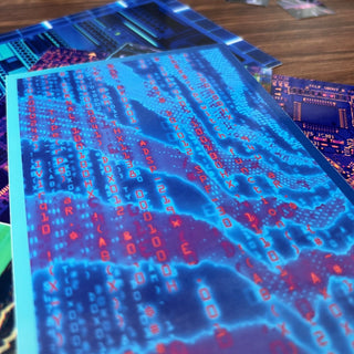 Blue Cyberpunk Glitch Mini Print