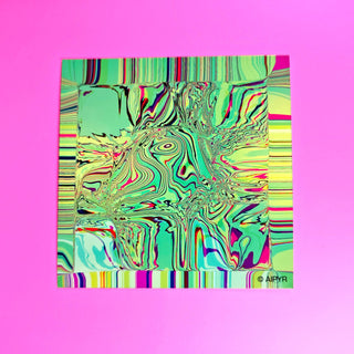 Abstract multicolored design on a pink background