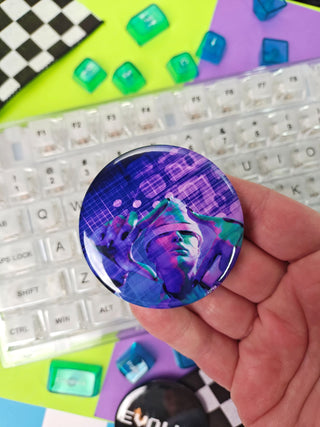 Purple Cyber Girl - Button or Magnet