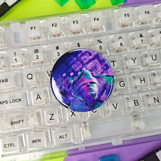 Purple Cyber Girl - Button or Magnet