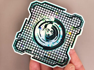 Cyber Girl Glitch Holographic Sticker