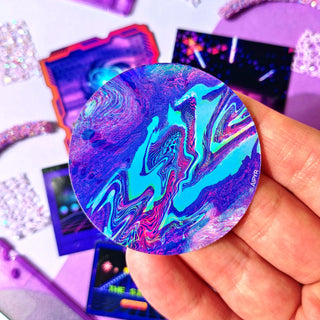 Vaporwave Glitch Holographic Sticker