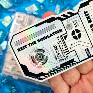 Holographic Cyberpunk Ticket Sticker