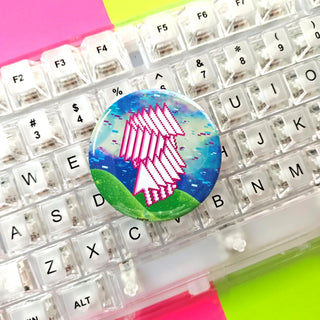Pink Retro Computer Glitch Button or Magnet