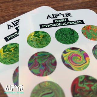 Close up of the Green Psychedelic Sticker Sheet.