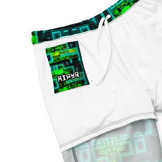 Inner pocket view of the Green Glitch Swim Trunks by AIPYR.