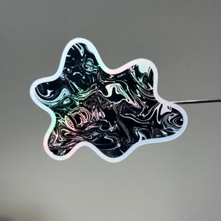 Monochrome Chaos Holographic Sticker by AIPYR