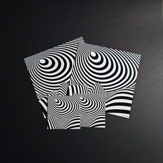 Land of Illusion mini print with black and white optical illusion landscape on glossy card stock