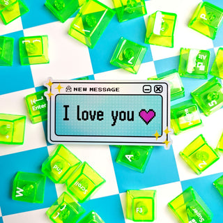 Pixel Love Computer Pop Up Sticker