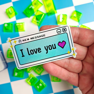 3 inch Pixel Love Computer Pop Up Sticker