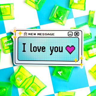 Pixel Love Computer Pop Up Sticker