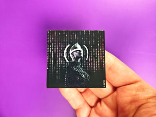 Holographic Matrix Cyber Girl Sticker