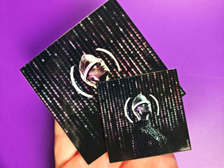 Holographic Matrix Cyber Girl Sticker