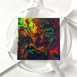 Colorful abstract art on a white background with circular designs