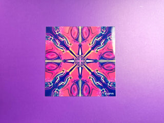 Abstract pink and blue pattern on a purple background