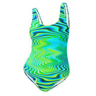Front view of the Neon Hypnosis One Piece Swimsuit by AIPYR.