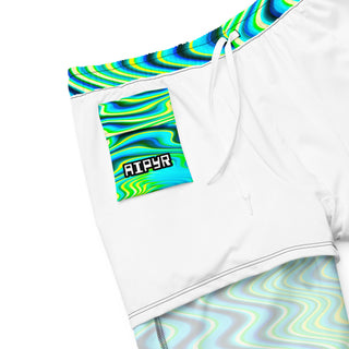 Inner pocket view of the Neon Hypnosis Swim Trunks by AIPYR.