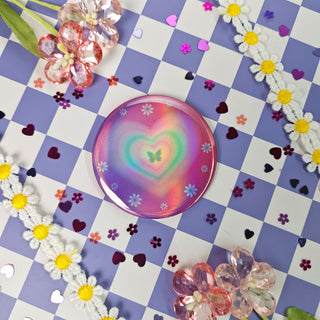 Y2K Pastel Hearts Button or Magnet