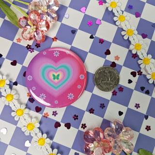 Y2K Pastel Hearts Button or Magnet
