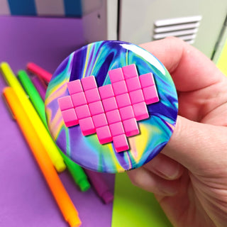 2.25" Pink Pixel Heart Button