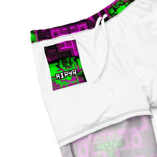 Inside pocket view of the Pink Glitch Swim Trunks by AIPYR.