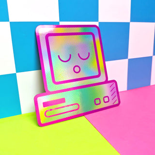Pink Kawaii Sleepy Computer Sticker