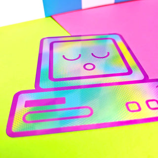 Pink Kawaii Sleepy Computer Sticker Close Up