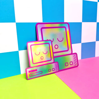 Pink Kawaii Sleepy Computer Stickers