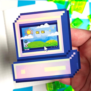 Kawaii Computer Holographic Sticker