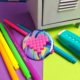 Pink Pixelated Heart Button