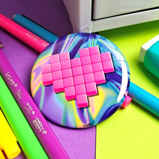 2.25" Pink Pixel Heart Button