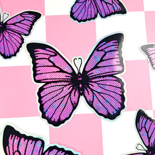 Purple Butterfly Holographic Stickers