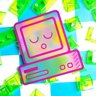 Kawaii Computer Holographic Sticker