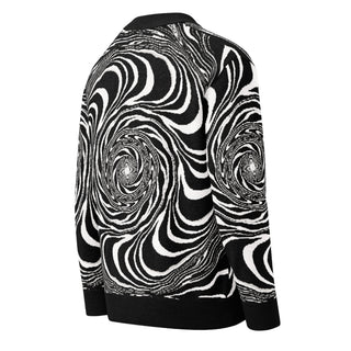 Side back view of the Rorschach Vortex Cardigan.
